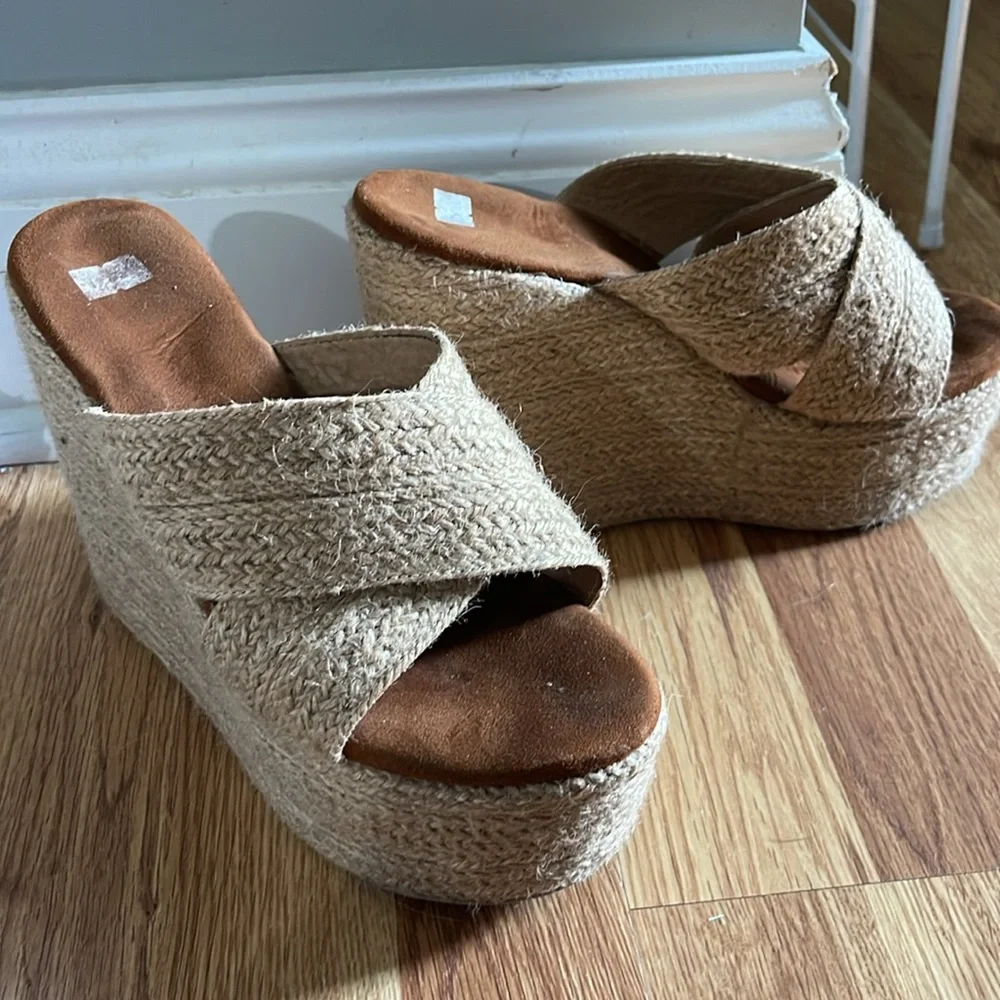MEXICANA Natural Jute Platform Espadrille Slide Sandals